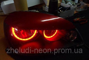 АНГЕЛЬСЬКІ ОЧЕНЯТА на бмв Е53 з холодного неона. Angel eyes BMW E53 cold neon . Колір ЧЕРВОНИЙ. 2м гнучкогонеону фото