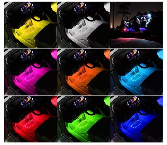 Подсветка салона автомобиля Led RGB 4х9 USB (многоцветная) + Музыка 3147828861 фото