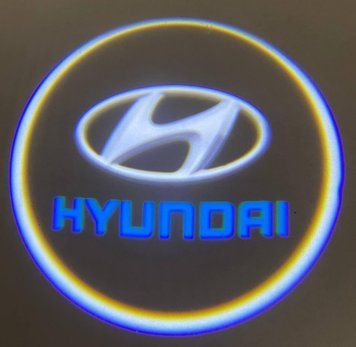 Логод на батарейках Hyundai navy. Бездротове лого дверцята &mdash; Хандай синя. Lazer door logo. Hyundai navy&mdash;безпровідне фото