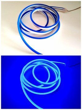 Яркий светодиодный неон 6х12mm 12V&mdash;LED Felex NEON 120д/м. (кратность реза 2.5см). Цвет &mdash;Синий. СИНІЙ КРАТНІСТЬ РІЗУ 1см фото