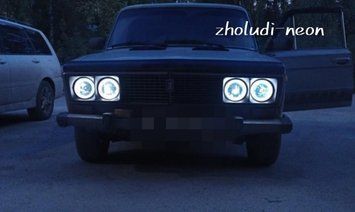 Ангельські очі ВАЗ 2103 (2106) (НЕ ФАРА). Комплект на одне авто. БЕЛЫЕ глазки у фару 2106 фото
