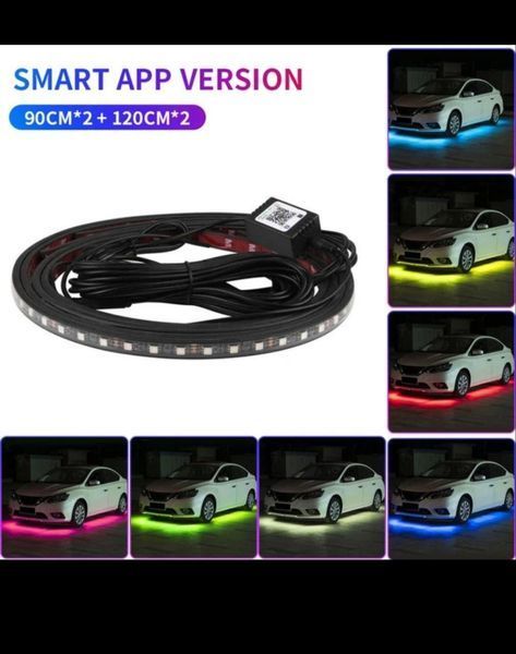 Яркая RGBIC подсветка днища авто Magic-1 12V с Bluetooth (2х120 см, 2х90 см) &mdash; адресная подсветка под авто в силиконе с эффектом б PDA_Magic_Bluetooth120-90 фото
