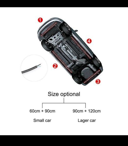 Яркая RGBIC подсветка днища авто Magic-1 12V с Bluetooth (2х120 см, 2х90 см) &mdash; адресная подсветка под авто в силиконе с эффектом б PDA_Magic_Bluetooth120-90 фото