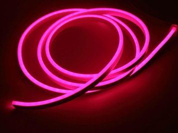 Яркий светодиодный неон 6х12mm 12V&mdash;LED Felex NEON 120д/м. (кратность реза 2.5см). Цвет &mdash;розовый. Рожевий різу 2,5см фото