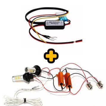 АКЦІЯ!! ДХО у поворотники 2 в 1 50 W T20 + Блок керування ДХО (реле LED DRL) 3147828731 фото