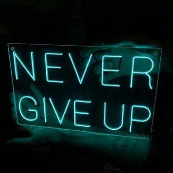 Неонова вивіска "NEVER GIVE UP", LED вивіска, неонова табличка 3147827664 фото