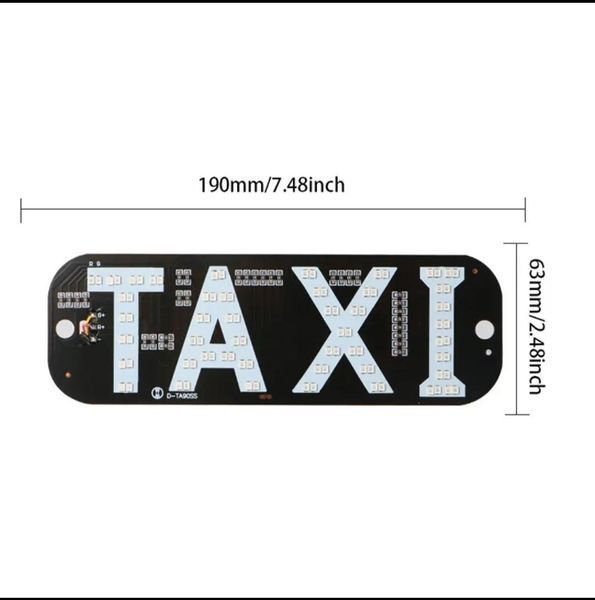 Яркая светодиодная табличка TAXI такси с кнопкой и USB универсальная авто подсветка на лобовое стекло на присосках зеленая TAXI007-USB-19-6.3cm-knop фото