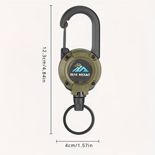 Тактичний брелок-карабін Tactical Keyring з витяжним сталевим тросом 65 см, чорний 8Т36059М1 фото