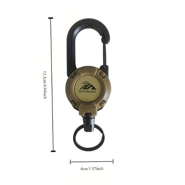 Тактичний брелок-карабін Tactical Keyring з витяжним сталевим тросом 65 см, чорний 8Т36059М1 фото