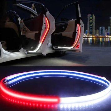 Гнучка LED підсвітка дверей автомобіля 2 в 1 Білий з червоним 12V 2х120см VDA_DRL-red_red-white фото