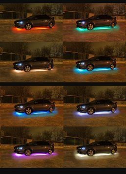 Комплект багатобарвної LED підсвітки днища автомобіля RGB 16 кольорів з пультом ДУ &mdash; 2х135 см та 2х115 см, герметична P-kaDNA_Avto-rgb-1 фото