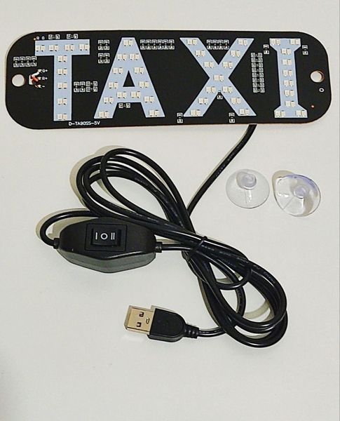 Яскрава світлодіодна табличка TAXI такси з кнопкою та USB 19х6.3 см універсальна авто підсвітка на лобове скло на присосках червон TAXI011-Red-Green-USB фото