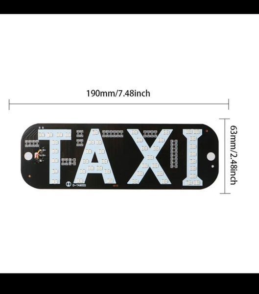 Яскрава світлодіодна табличка TAXI такси з кнопкою та USB 19х6.3 см універсальна авто підсвітка на лобове скло на присосках червон TAXI011-Red-Green-USB фото