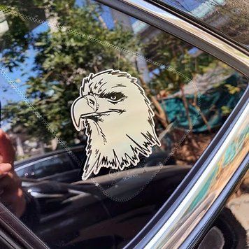 Алюмінієвий стікер, наклейка на автомобіль "EAGLE". Наклейка алюмініва ОРЕЛ, яку можна вигинати. Розміри: (ШхВ) 6,6см х 7,8см. Т73545М2 фото