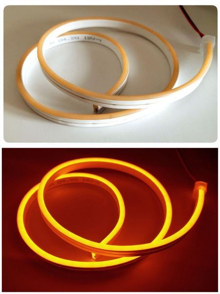 Яркий светодиодный неон 6х12mm 12V&mdash;LED Felex NEON 120д/м. (кратность реза 2.5см). Цвет &mdash;ОРАНЖЕВЫЙ. !ОРНАЖ різу 2,5см фото