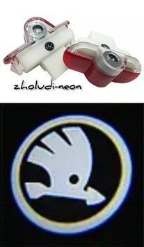 Логотип підсвітка дверцят Шкоду. Lazer door logo light Skoda. Skoda Octavia 2001-2012 фото