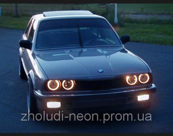 Ангельские глазки на bmw Е30, Е32, Е34. Глазки на БМВ.Angel eyes CCFL. ЖЕЛТЫЕ. 2м гнучкого неону фото